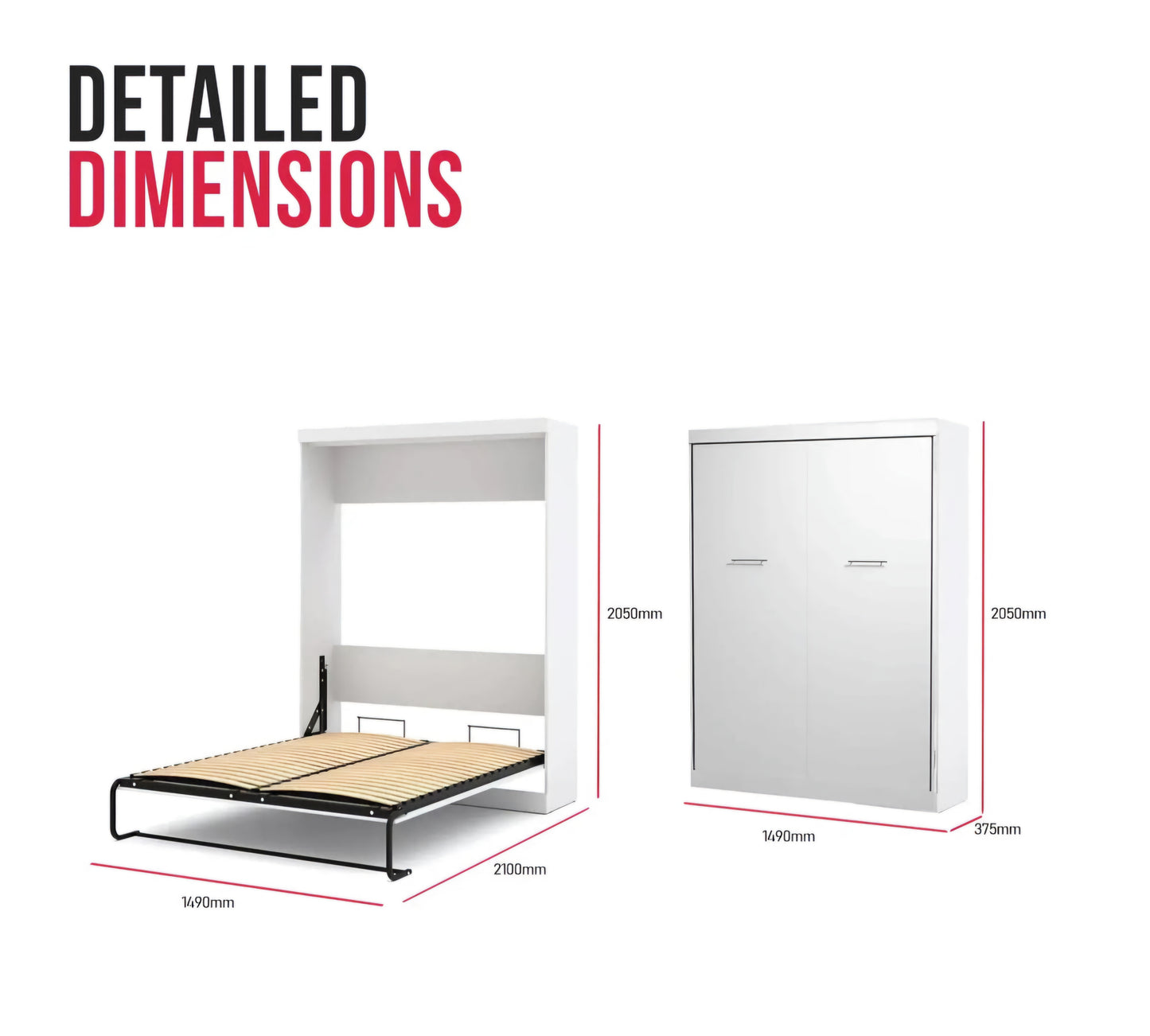 Belyn Vertical Pull Down Double Wall Bed